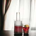 thumbnail image 3 of STPgoods Night Glass Pitcher with Tumbler Lid 20.3 fl oz Fluted Water Pitcher with Lid Ribbed Jug for Juice Lemonade Milk, Gray, 3 of 4