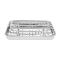 LOLIPPYY Silver Stainless Steel Baking Sheet with Cooling Rack for Home Use Easy to Clean and Versatile 12 x 10 Inches