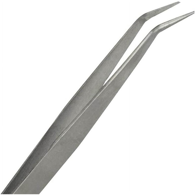 PMC Supplies 7 inch Curved Fine Point Tweezers Stainless Steel Jewelry Making Tweezers - Twez-0013
