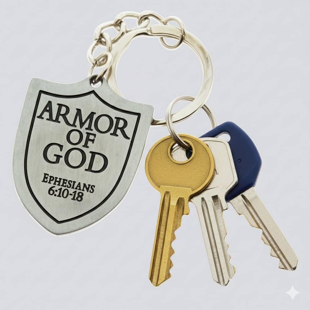 Armor of God Shield Pewter Keychain, Key Tag, Key Ring Pack of 4