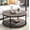 Gray Brown, variant on YANGLI Round Coffee Table 35.8", Circle Coffee Tables for Living Room, Rustic Industrial Cocktail Table with Sturdy Metal Frame & Open Storage Shelf, Easy Assembly, Gray Brown