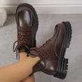 thumbnail image 3 of NECHOLOGY Botas Mujer Adulto Femenino Zapatos Botines de mujer Botas de cuero apiladas Botines Botas de tacón para mujer Botas de moda Botas para mujer (Brown, 8.5), 3 of 7