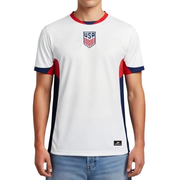 Icon Sports Official US Men's National Soccer Team Game Day Shirt - Unisex Adult - USA82PF White L