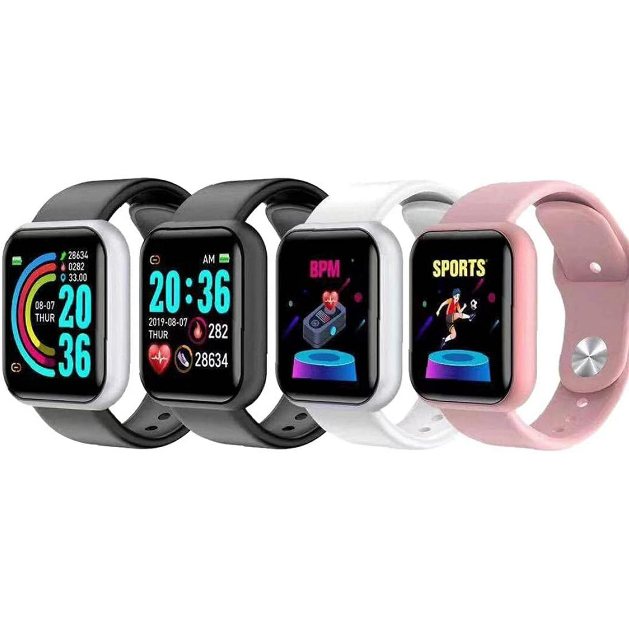 Attoe Smart Watch Y68 Waterproof Heart Rate Test Big Screen Fitness Watch For Men Women Compatible With Andriod Ios Black Silver