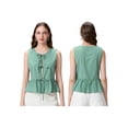 thumbnail image 3 of ZAXARRA Women Gingham Peplum Tank Tops Tie Front Sleeveless Plaid Ruffle Hem Crop Top Open Front Summer Vest Tops, 3 of 8