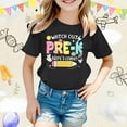 thumbnail image 2 of Toddler Girls Short Sleeve Tops Casual Cartoon Print Shirts Crewneck Tees Kids Back School Daily Wear Clothes Black Size 4-5T, 2 of 4