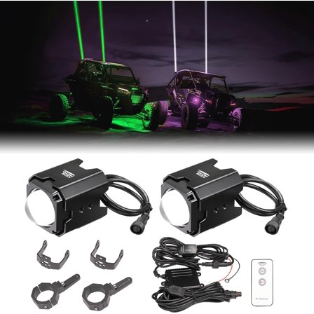 UTV SXS ATV Whipless LED Laser Whip Lights w/ 2 Mounts Fit 1.5''-2'' Compatible with Polaris RZR Can-Am X3 CFmoto Kawasaki Multi-Color Alien Lights