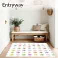 thumbnail image 3 of ODIKA 8'x10' Machine Washable Non-Slip Area Rug, Charming Retro Cat Illustration with Checkerboard Background and Pastel Hues High Traffic Rug, Yellow, 724870, 3 of 7