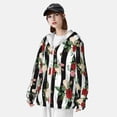 thumbnail image 4 of Pofeuu Rose Flowers Print Sun Protection Outdoor Lightweight Full Zip UV Cooling Hoodie Long Sleeve Summer Clothing for Outdoor Hiking-Medium, 4 of 5