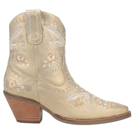 

Dingo Womens Primrose Embroidered Floral Snip Toe Cowboy Casual Boots Ankle Mid Heel 2-3