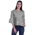 thumbnail image 4 of Moomaya Lace Shirts For Women Bell Sleeve Front Open Top Summer Wear T-Shirt, 4 of 5