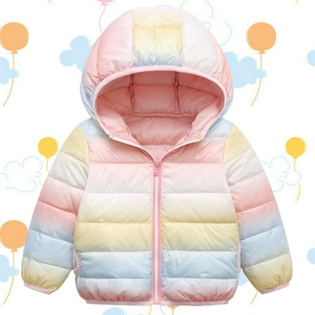 

DENGDENG Toddler Baby Girls Tie Dye Thicken Long Sleeve Coat Zip Up Padded Outerwear Hooded Warm Winter Clothes 1Y-6Y Child Children Kids