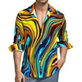 thumbnail image 2 of Golden Retro 60s Casual Shirts Mens Abstract Lava Flow Print Shirt Long Sleeve Fashion Y2K Blouses Autumn Graphic Plus Size 4XL, 2 of 6