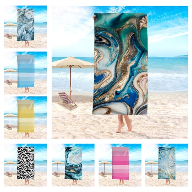 Toalla de playa de microfibra 31,5x63 pulgadas - Secado rápido, resistente a la arena y súper absorbente - Manta multiusos para viajes, piscina, camping - Patrón vibrante