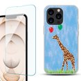thumbnail image 1 of Slim-Fit Anti-Scratch Gel TPU Phone Case for iPhone 13 Pro, with Tempered Glass Screen Protector, by OneToughShield ® - Giraffe/Balloon, 1 of 4