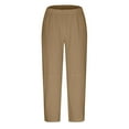 thumbnail image 5 of qolati Cotton Linen Pants for Women Casual Elastic High Waisted Solid Color Sweatpants 2023 Summer Classic Fit Palazzo Pants, 5 of 6