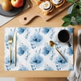 thumbnail image 2 of Blue Flowers Placemats Set of 8 Country Pastoral Floral Spring Place Mats Indoor Wipeable Table Mats Washable Cloth Dining Table Placemats for Kitchen Holiday Party Home Decor 13x19 Inch, 2 of 9