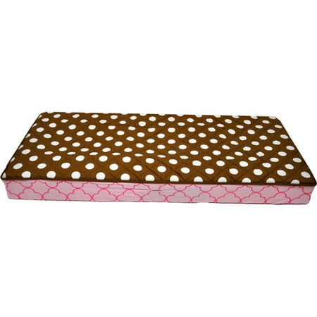 Bacati - Butterflies/Ladybugs Quilted Top 100% Cotton Percale with Polyester Batting Diaper Changing Pad Cover, Pink/Chocolate