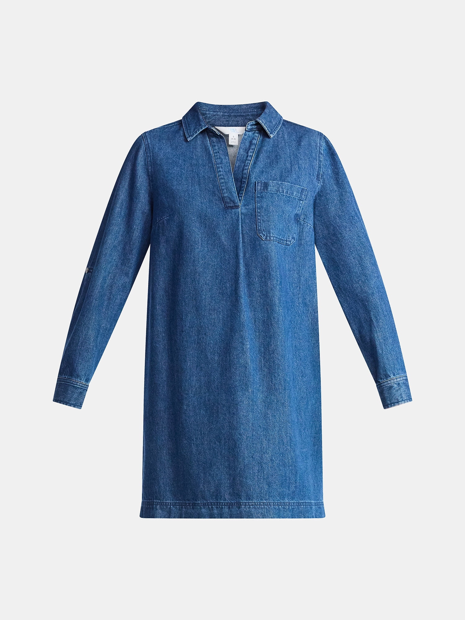 Time and Tru Women's Denim Shirt Dress, XS-XXXL