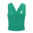 thumbnail image 4 of Pxiakgy Crop Tank Tops for Women Summer Women's Casual And Simple Vacation Style Knitted Wide Shoulder Strap Top. Going Out Tops Workout Camis Shirts Green S, 4 of 9
