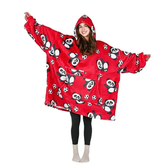 Tirrinia Oversized Blanket Hoodie, Wearable Fluffy Sherpa Blanket, Cozy Sweatshirt Blanket Gift for Adult Women Men Girlfriend