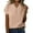 Khaki, variant on Women's Textured Blouse Short Cap Sleeve V Neck 1/4 Button Tees Plus-size Henley Shirts Soft Daily Outfits