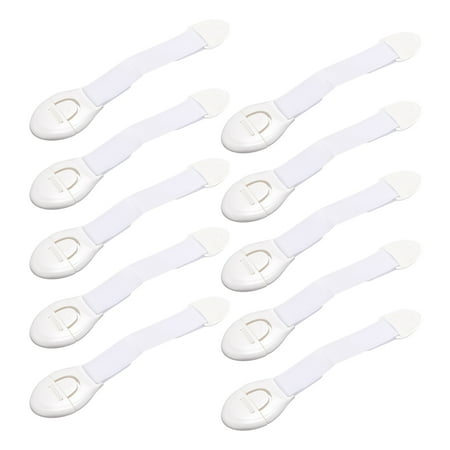 White Cabinet Locks Pitch 130mm Childproof Cabinet Latch Hook and Loop for Kitchen Bathroom Storage Doors 10PCS