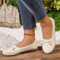 thumbnail image 6 of WHLBF Womens Shoes Round Toe Casual Plus Size Loafers Solid Color Bow Closed Toe Flat Soft Sole Size 7, 6 of 9