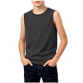 thumbnail image 3 of justHIGH Boys Cotton Tank Tops Kids Summer Sleeveless T-Shirts Casual Loose Fit Crew Neck Shirts Plain Basic Tees 3-14 Years Dark Gray,13-14 Years, 3 of 7
