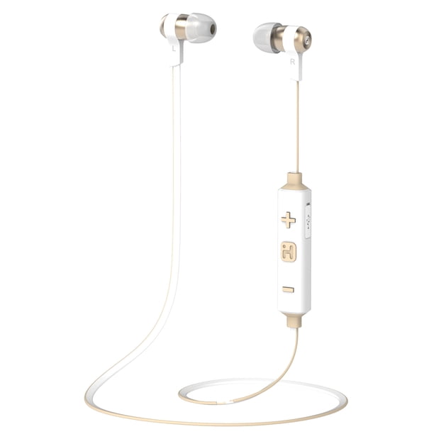 iHome iB39 Wireless Bluetooth Metal Earbuds with Mic White and