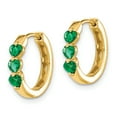 thumbnail image 2 of 14k Created Emerald Polished Hinged Hoop Earrings 14k Yellow Gold Earrings, 2 of 3