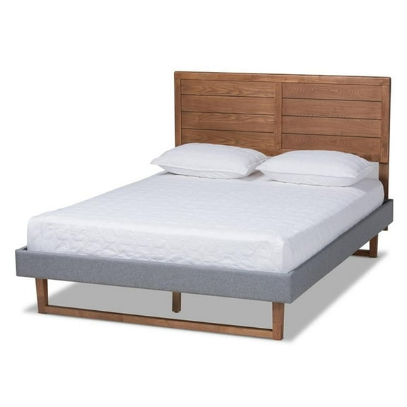 Bowery Hill Full Size Dark Gray Upholstered Wood Platform Bed