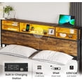 thumbnail image 4 of Afuhokles King Bed Frame with LED Lights Headboard, Metal Platform Bed with Outlets and USB Ports, Storage Headboard, Vintage Brown, 4 of 8