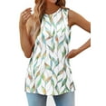 thumbnail image 3 of Fantaslook Womens Tank Tops Crewneck Casual Summer Side Split Sleeveless Shirts Floral Blouses, 3 of 9