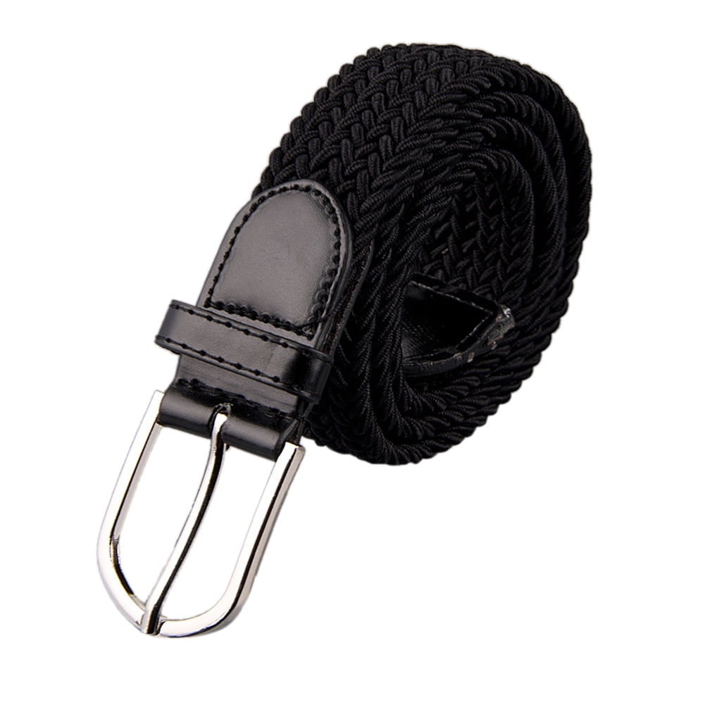 MeterMall - Mens Leather Braided Elastic Belt Unisex Wide Woven Stretch ...