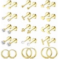 thumbnail image 1 of Aretes pequeños hipoalergénicos con poste y broche plano para mujeres y hombres, chapados en oro Xtellar dorado, 1 of 4