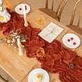 thumbnail image 4 of 6 Pack Rustic Red Table Runners 35 Inch×10Ft Cheesecloth Boho Wedding Decor Gauze Fabric, 4 of 7