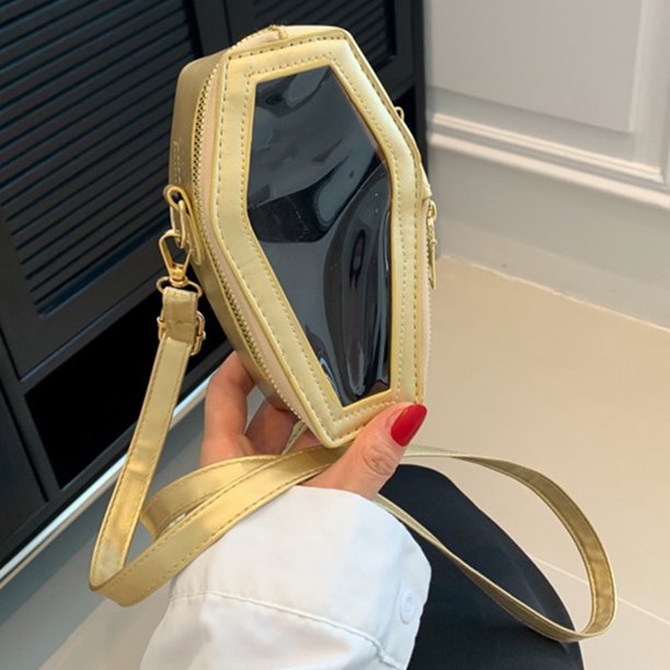 Bolso de viaje transparente de moda para mujer Bolso de mano de PVC + Pu (Oro S)