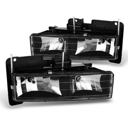 - Fits Black 88-99 Chevy GMC C10 C/K Pickup Silverado Sierra Headlights Lamps
