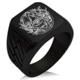 thumbnail image 1 of Stainless Steel Rootless All Seeing Eye Geometric Pattern Biker Style Polished Ring, 1 of 1