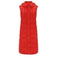 thumbnail image 4 of DuoJiaJ Womens Long Winter Coat Vest With Hood Sleeveless Warm Down Loose Coat With Pockets Quilted Vest Down Quilted Outdoor Coat Womens Warm Winter Coat Red L, 4 of 5