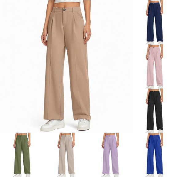 WERYOUNG School Uniform For Girls Elastic Waist Solid Color Straight Leg Trousers Kids Loose Fit Back To School Pants 5-6 Years