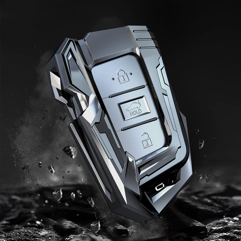 Compatible with Hyundai Smart 4 Buttons Metal FOB Key Case Cover Protector Keyless Remote Holder for 2019 2018 2017 2016 2015 2014 2013 Hyundai Elantra Sonata Tucson with Key Chain (Grey)
