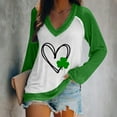 thumbnail image 2 of Pompotops Blouse Décontractée pour Femmes Imprimée pour la Saint-Patrick Manches Longues Col en V, 2 of 4