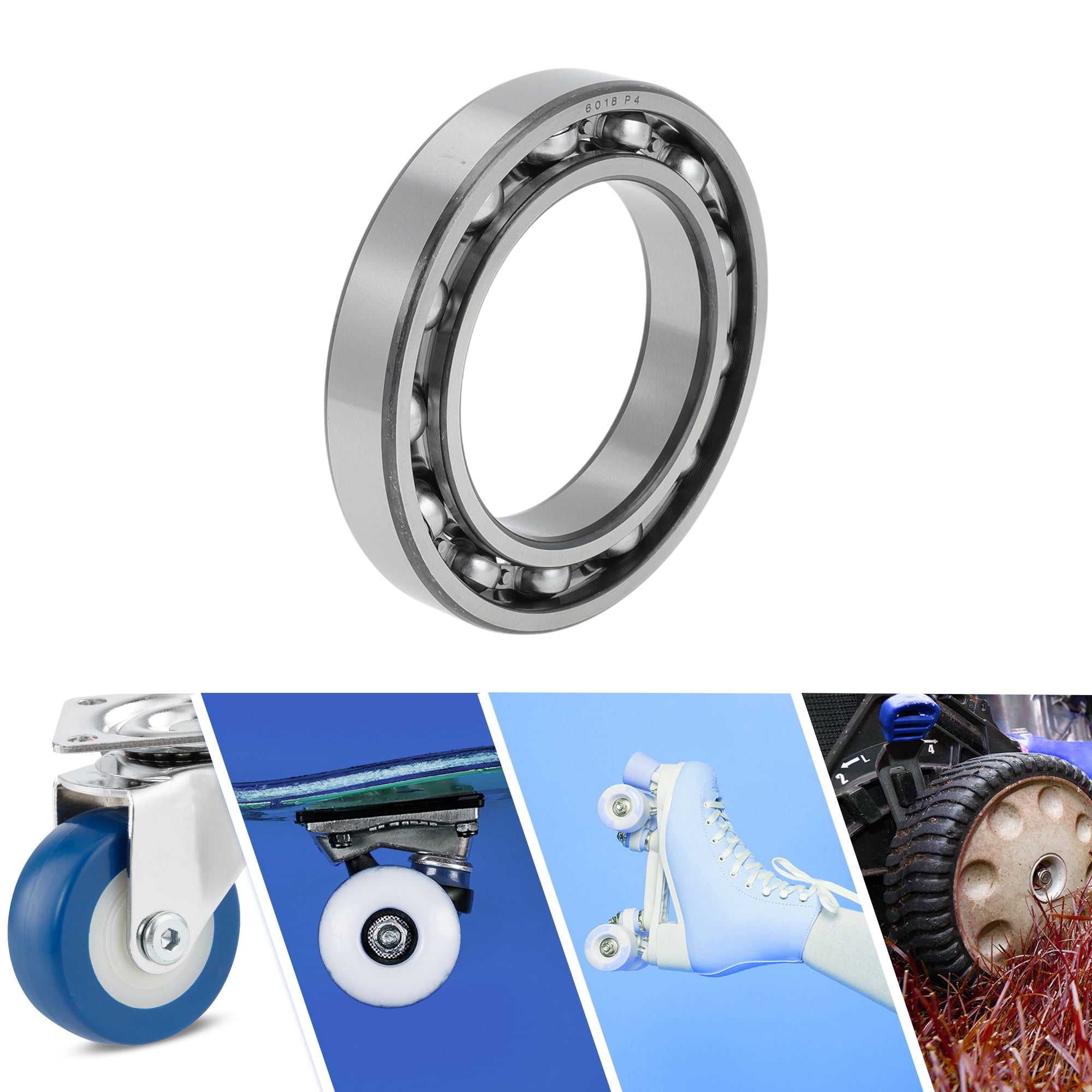 Unique Bargains 6018 Deep Groove Ball Bearings 90x140x24mm P4 Open Type Lubricated Bearings 1 Pc Car Scooter Skateboard Wheel Universal Silver Tone