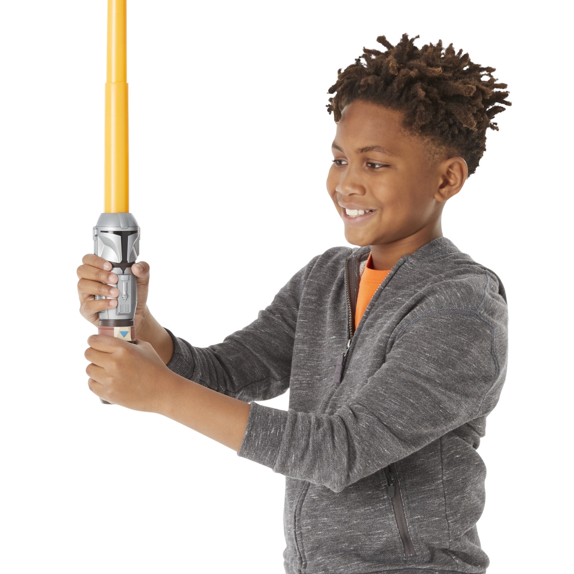 Star Wars Lightsabler Squad, Sabre laser The Mandalorian à lame orange extensible, jouet de déguisement, pour enfants, dès 4 ans