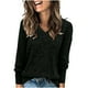 thumbnail image 1 of Suéter de cuello en V para mujer, suéter informal de invierno de color liso, cuello alto, manga larga, tejido suelto, suéter para mujer, 1 of 7
