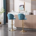 thumbnail image 2 of 2 Pcs Velvet Adjustable Bar Stools Ergonomics Swivel Dining Chair Baby Blue, 2 of 5