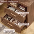 thumbnail image 6 of JOAXSWE 24" Farmhouse Nightstand with Charging Station, 2 Drawers and Open Shelf, Modern Bedside Table with Metal Handle for Bedroom, Brown, 6 of 7