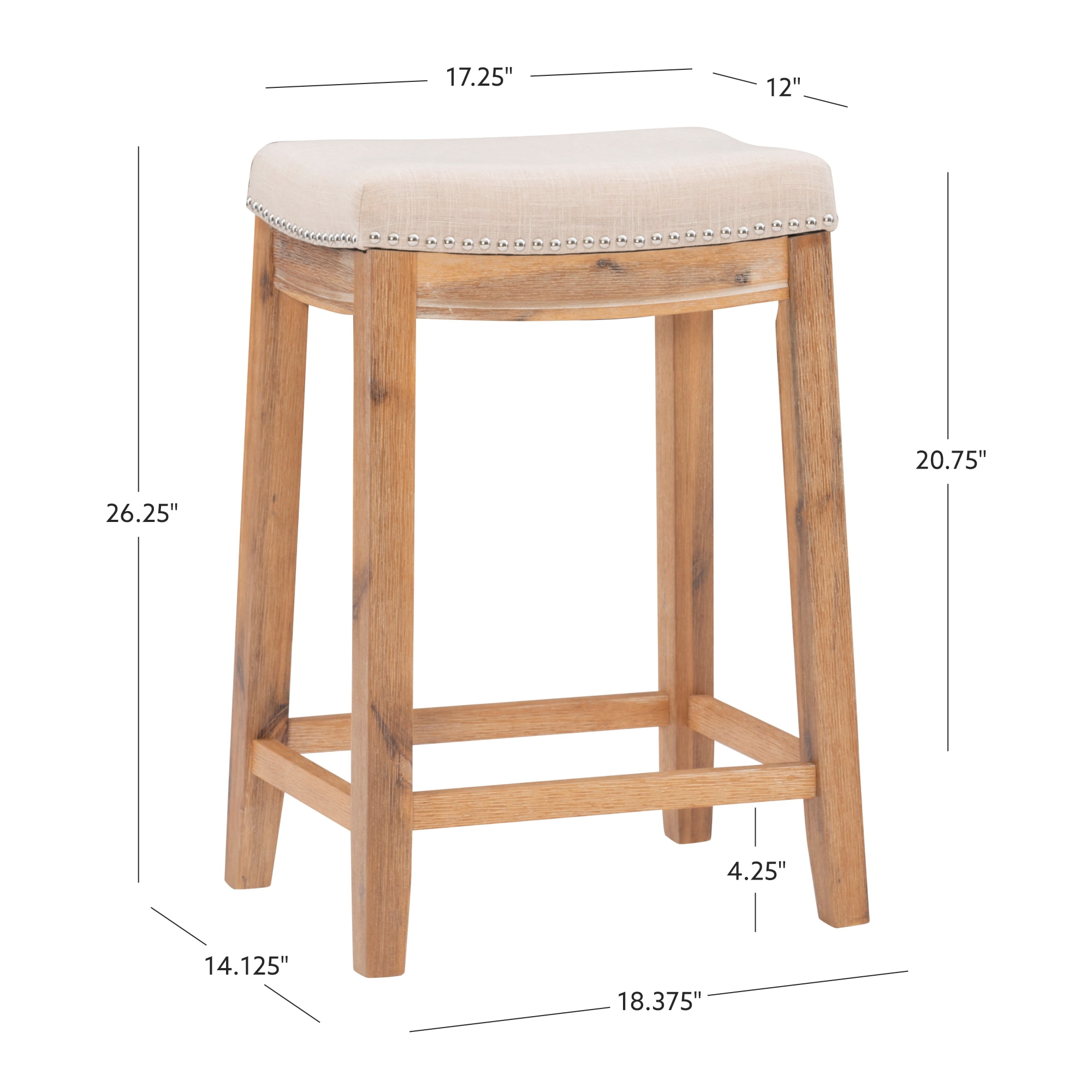 Claridge Backless Acacia Counter Height Barstool - Beige